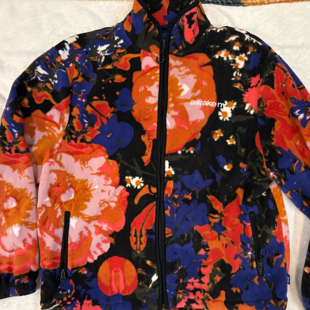 Awake NY Floral Zip Up Sweater - Black, Red, Blue